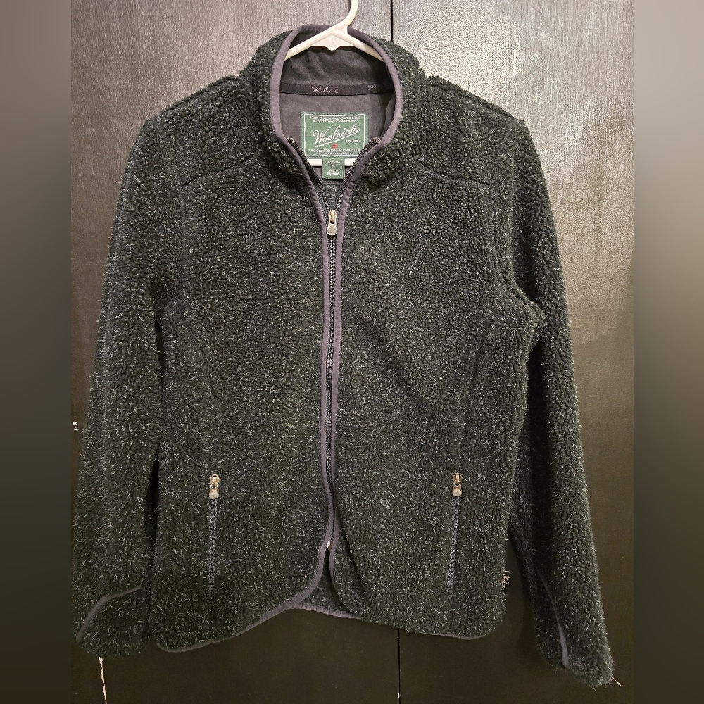 Woolrich Women's Onyx Heather Black Sherpa Fleece Jacket Size Medium